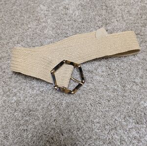 Primark Raffia Woven Belt with Tortoiseshell Octagon Buckle - Medium NWOT